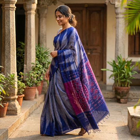 Sambhalpur pure Ikat cotton saree