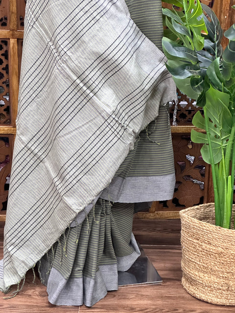 Striped Handloom cotton saree