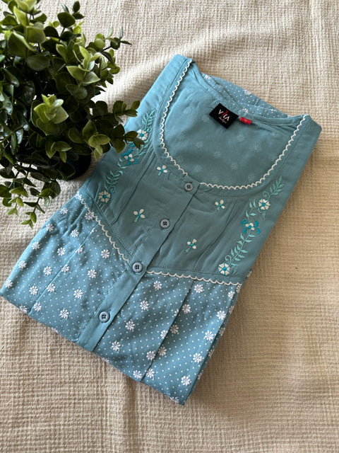 XL size celebrity cotton Embroidered nighty