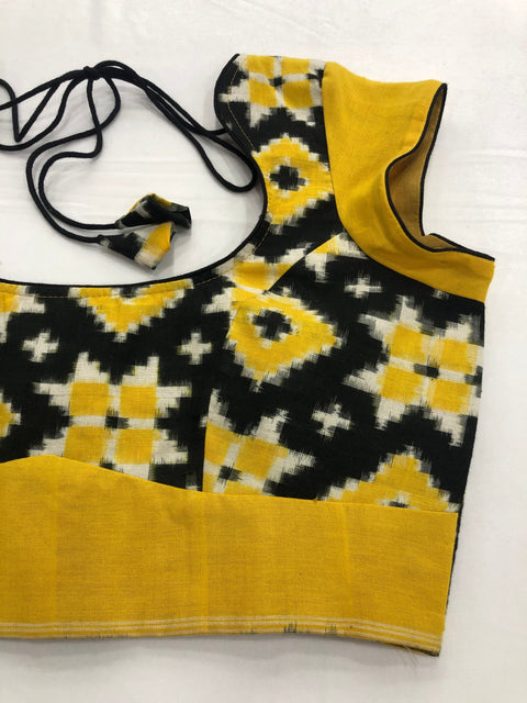 Yellow Telia Rumal Ikat cotton blouse