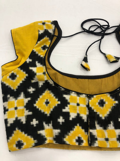 Yellow Telia Rumal Ikat cotton blouse