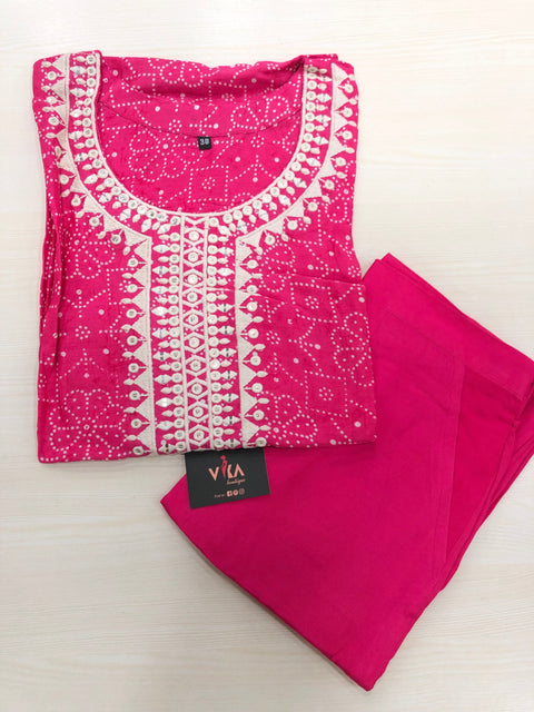 Printed muslin kurta pant set - Pink
