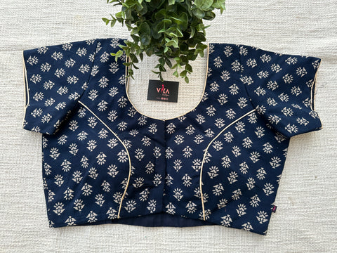 Navy Blue Printed cotton blouse