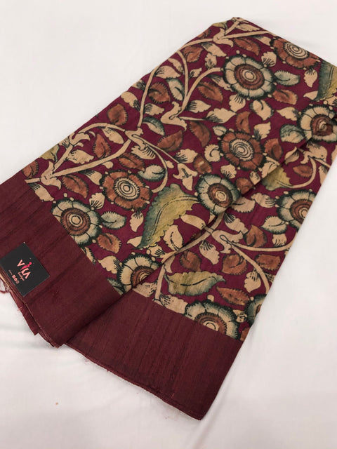 kalamkari printed Tussar silk saree